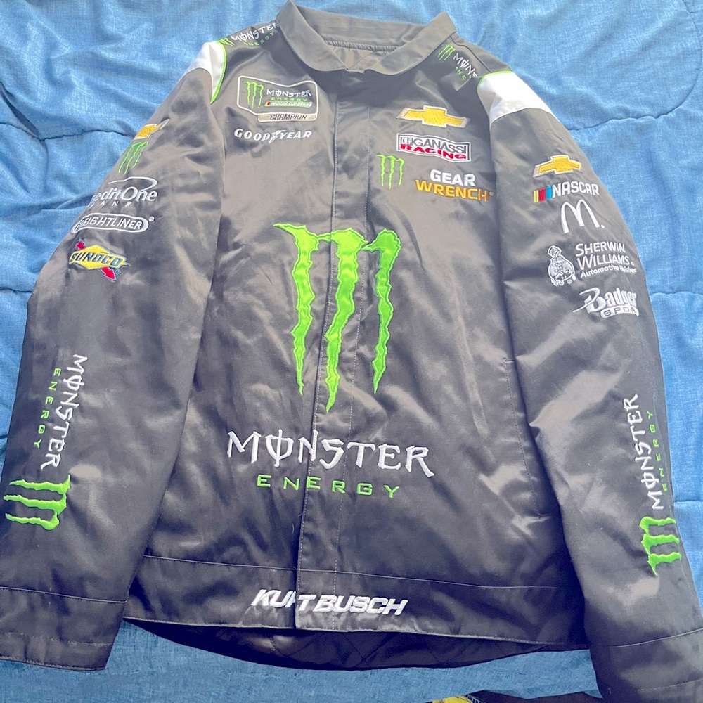 Men's Kurt Busch Black Full-Button Pit Jacket